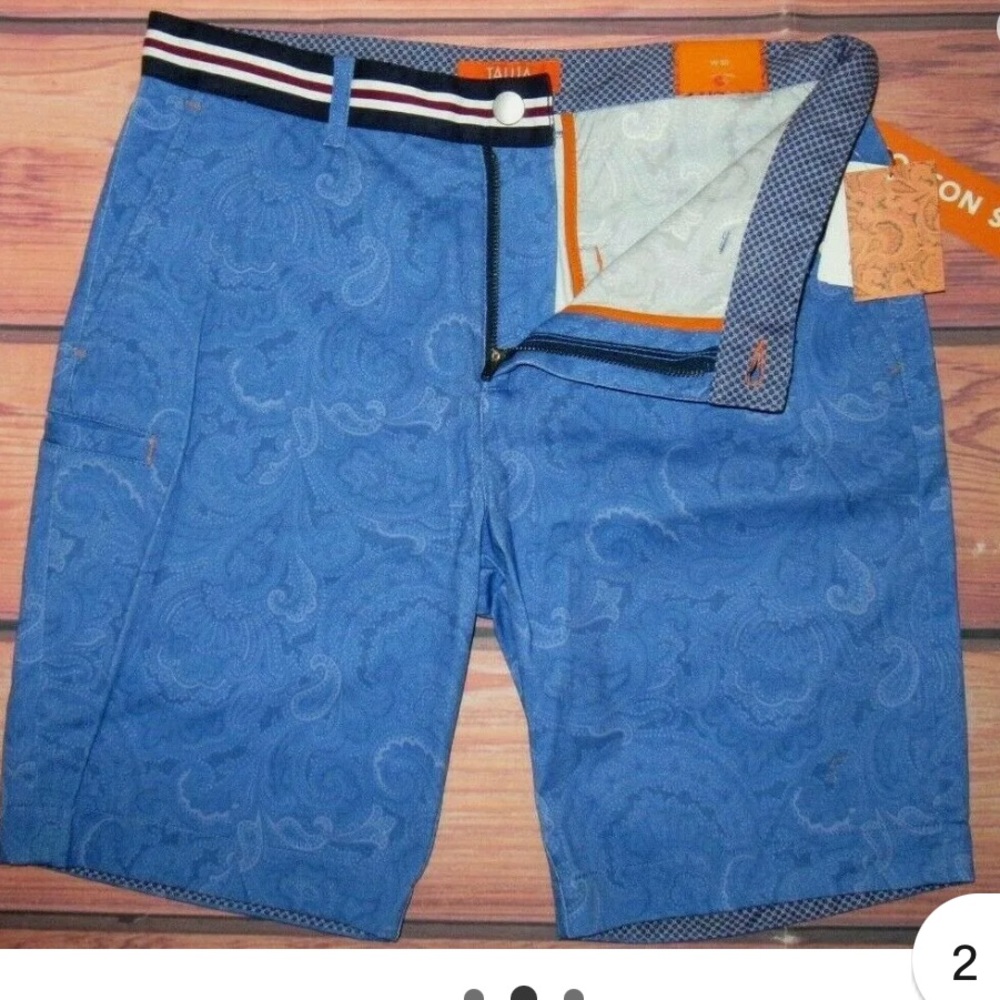 Tallia Shorts‎ Men’s Shorts size 36 Blue w/ Paisley print stretch casual shorts